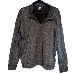 Avia Women's Fleece Lined Quarter Zip Pullover Leopard Print Size XXL (20)